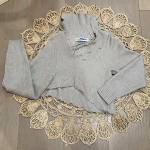 Unique distressed Crop top sweater